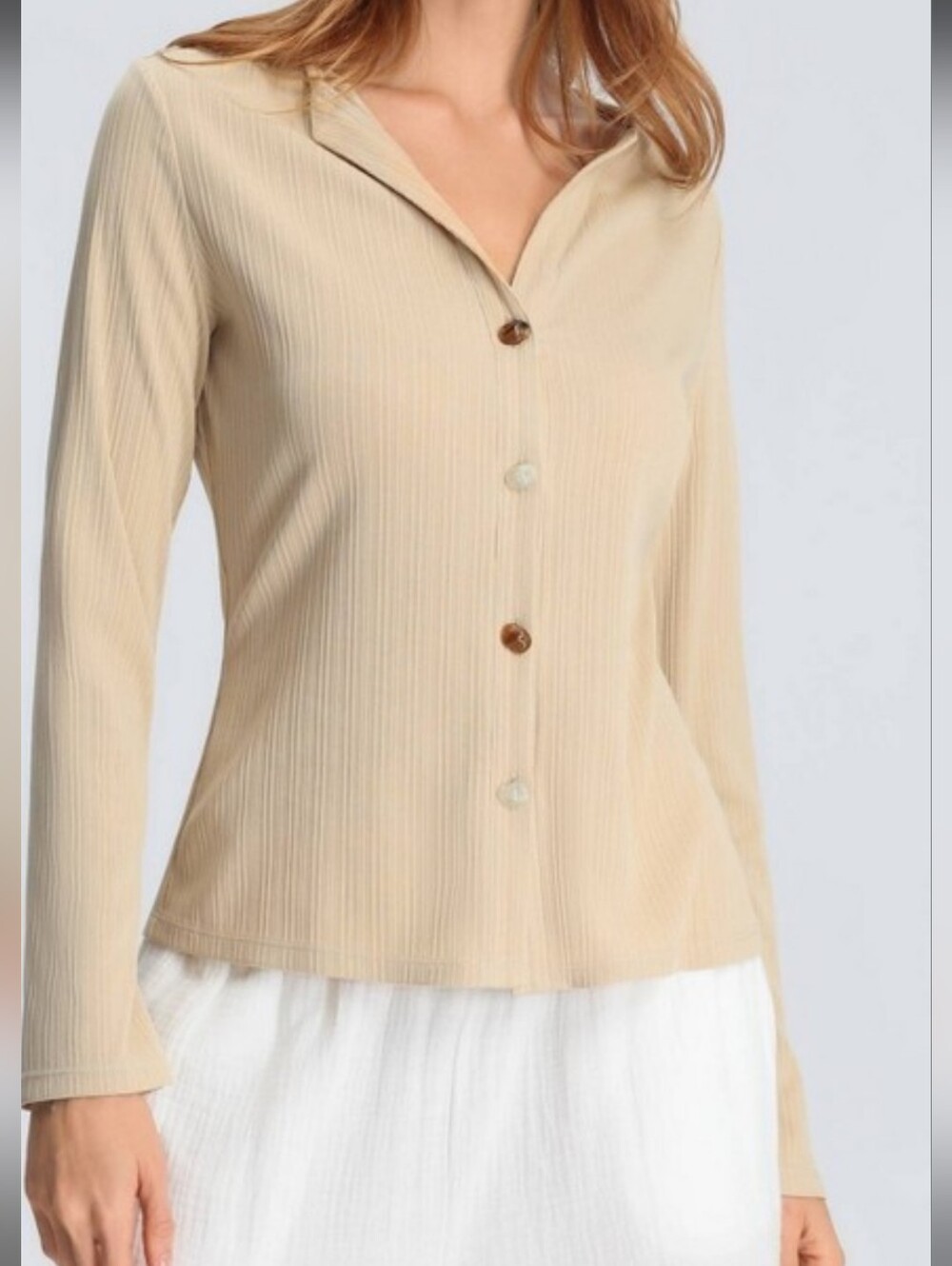 Women's Long Sleeve Front-Button Top -xxl Nwt